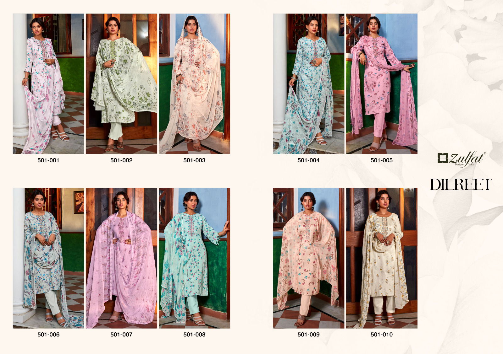 Dilreet By Zulfat 001-010 Printed Cotton Dress Material Catalog